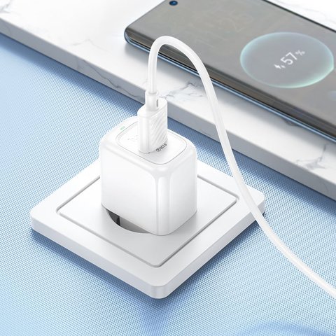 Мережевий зарядний пристрій Hoco CS52A, 18 Вт, Quick Charge, білий, 1 порт, #69420007631457 Прев'ю 3