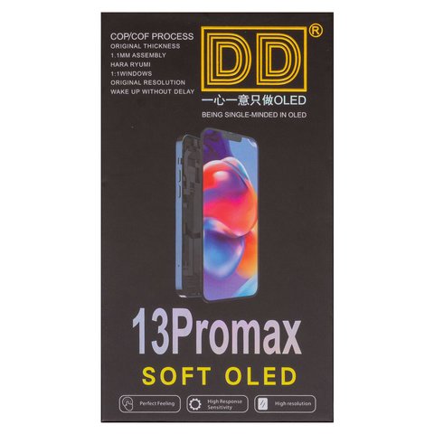 Pantalla LCD puede usarse con iPhone 13 Pro Max, negro, con marco, HC, sin error, (OLED), DD-OLED OEM soft, 120Hz, diagnosable Vista previa  2