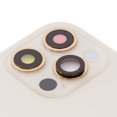 Housing Back Cover compatible with iPhone 12 Pro, (golden, with camera lens, small hole) Preview 1