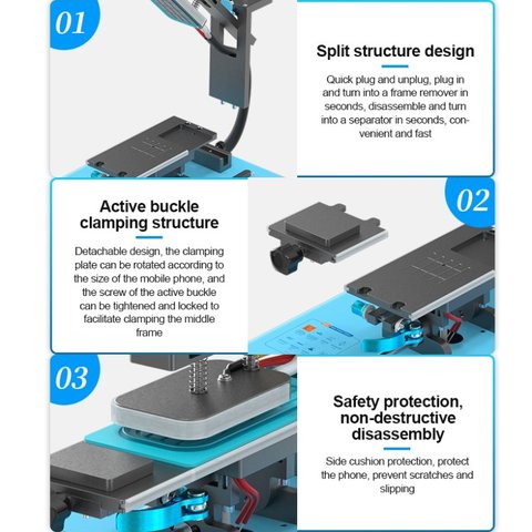Устройство для расклеивания дисплейного модуля (сепаратор) Sunshine S-918M, с вакуумным насосом, используется для экранов до 7" Превью 6