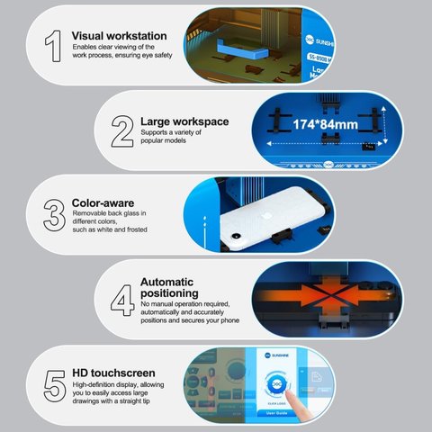 Лазерний сепаратор Sunshine SS-890B Mini, для демонтажу скла корпуса, для гравіювання Прев'ю 9