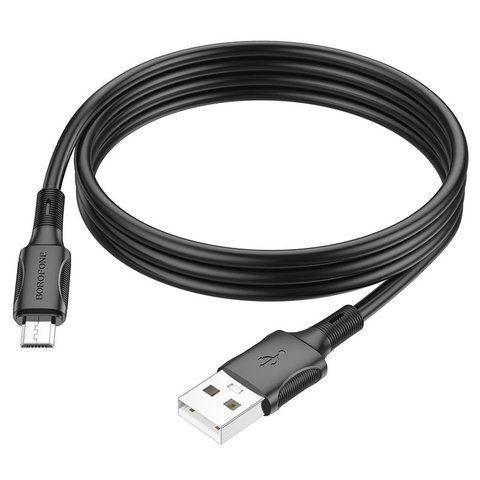 USB кабель Borofone BX80, USB тип-A, micro-USB тип-B, 100 см, 2,4 А, черный, #6974443385205 Превью 1