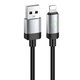 USB кабель Hoco X117, USB тип-A, Lightning, 100 см, 2,4 А, черный, с индикатором, в нейлоновой оплетке, #6942007652544 Превью 1
